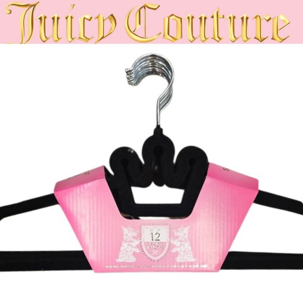Juicy Couture Home Nontched Shoulder Set Of 12 Velvet Crown Hangers- Black